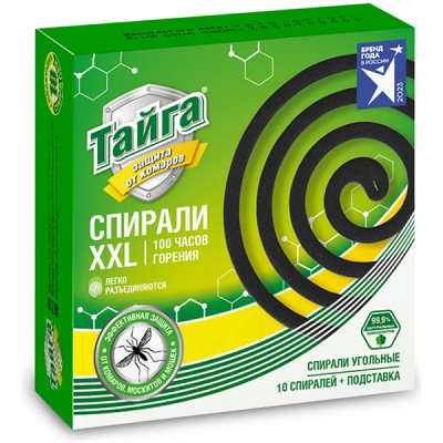 Спирали от комаров ТАЙГА черные (10шт) в Новом Уренгое