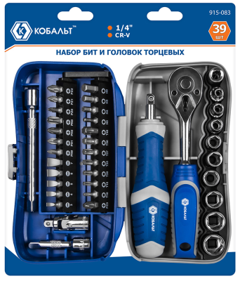 Отвертка со сменн. битами и головками 39пред. Кобальт (915-083) в Новом Уренгое
