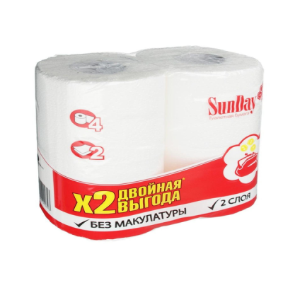 Бумага туалетная 2сл/4шт Sun Day Белая  в Новом Уренгое